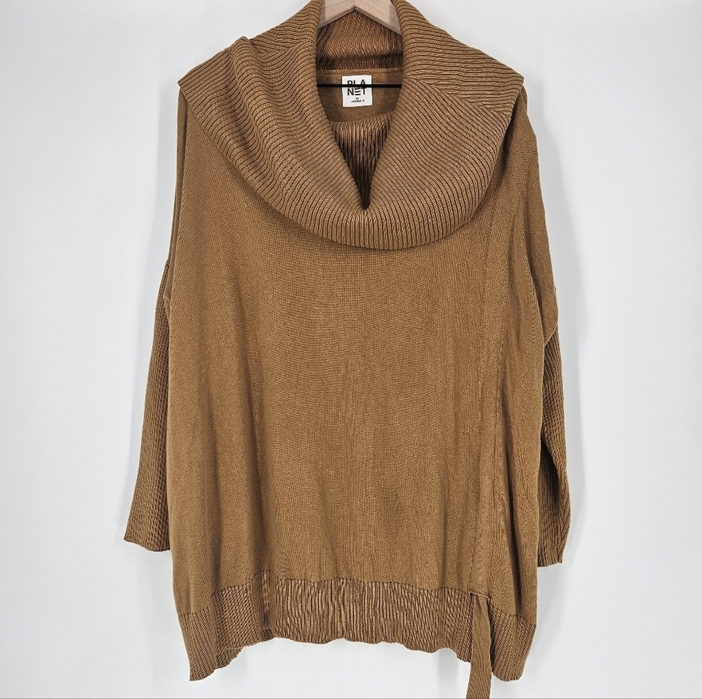 Planet By Lauren G Camel Cowl Neck Oversized Sweater One Size